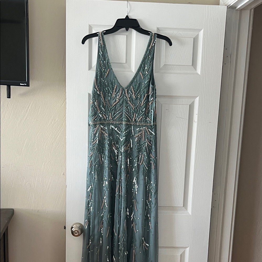 Aidan Mattox Teal Sequin Wedding Dress